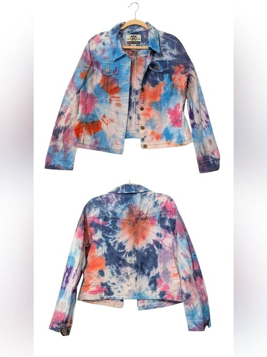 Route 66 Jackets & Blazers - Route 66 Multicolor Tie Dye Jean Jacket Vintage